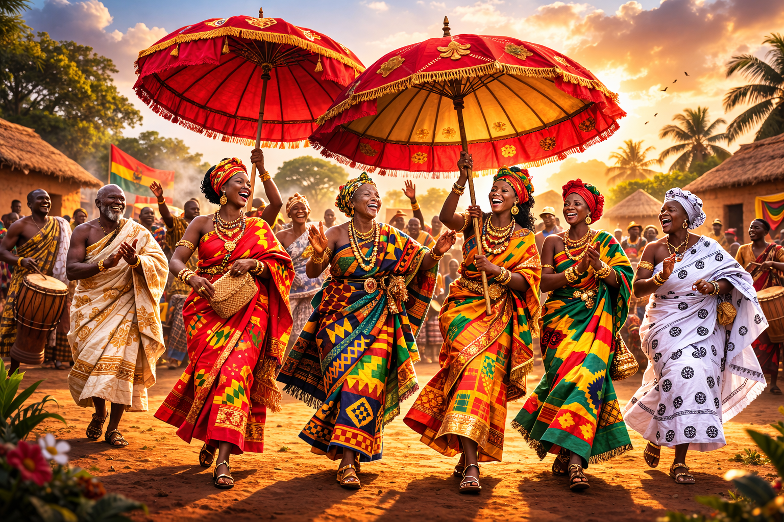 Rassemblement communautaire lors d’un rite de passage chez les Fons