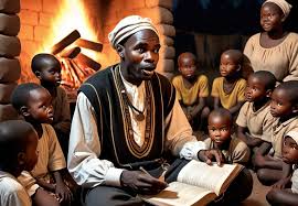 Soirée de contes ou transmission orale dans une communauté fon