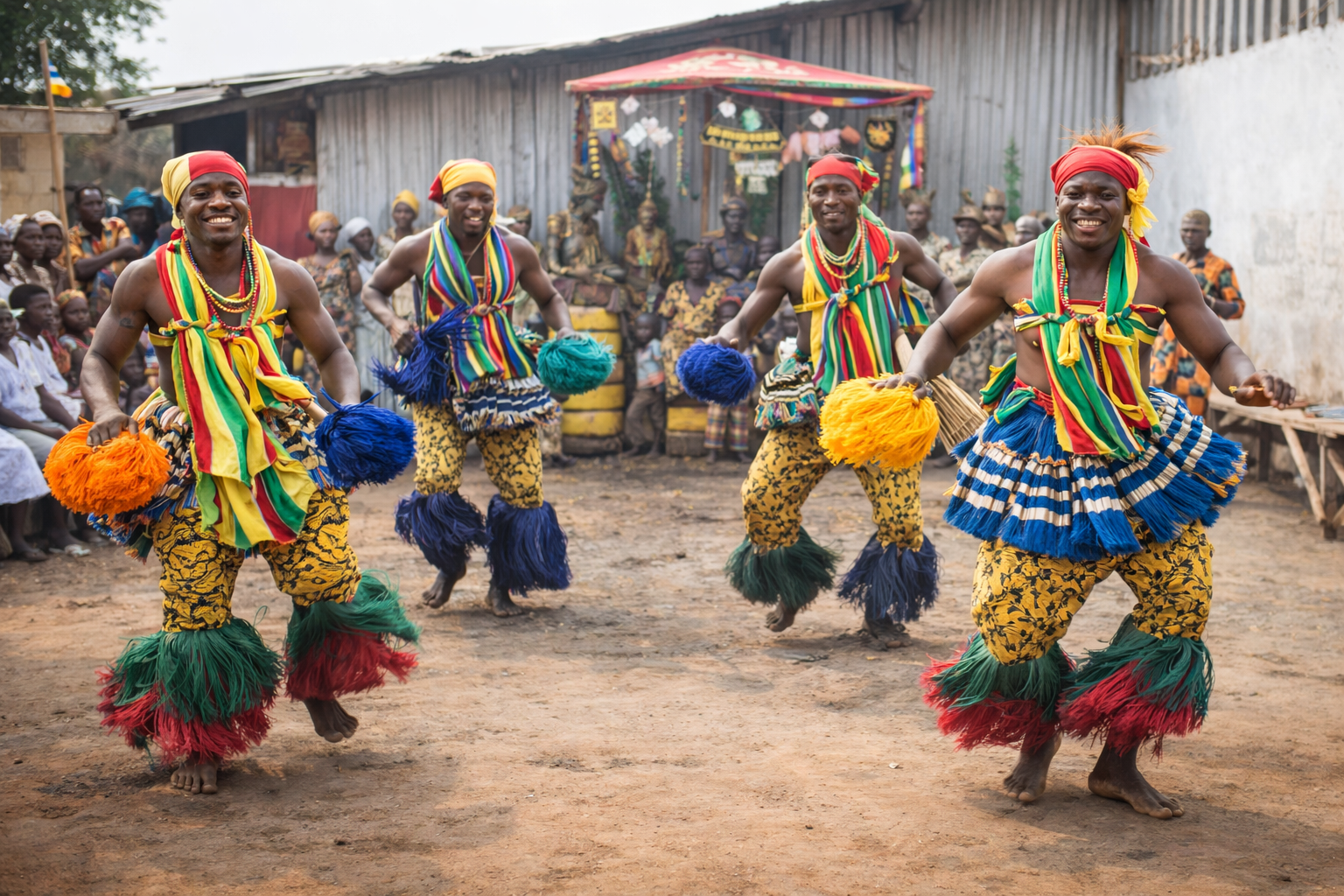 Danse collective dans un cadre traditionnel fon