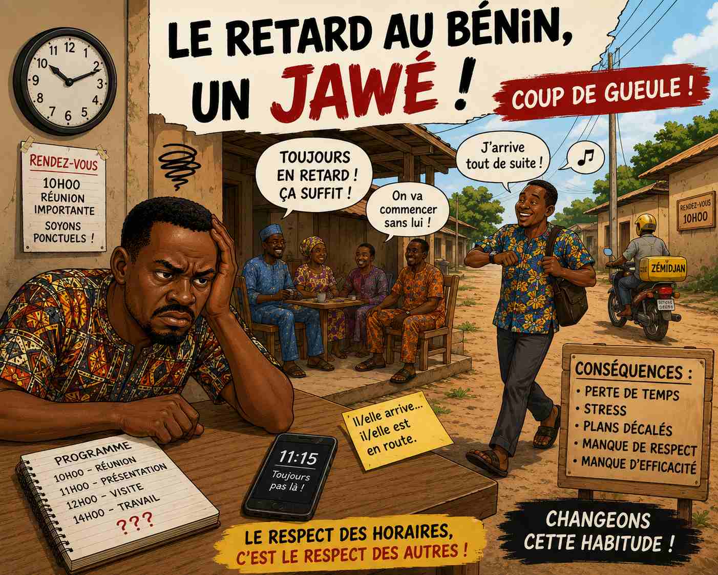 Personne attendant un rendez-vous au Bénin