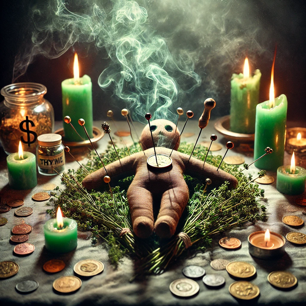 Poupée rituelle sur autel de protection