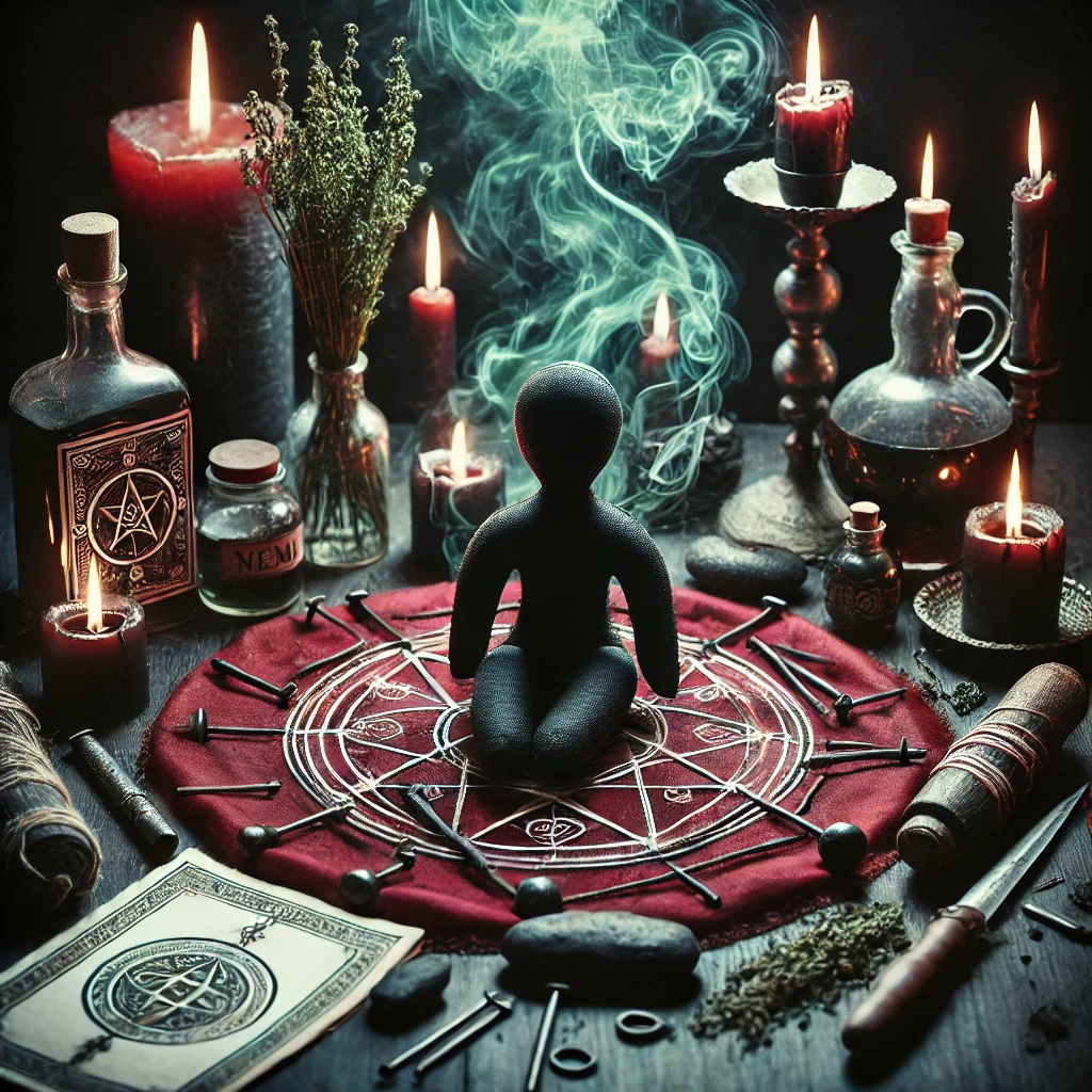 Poupée rituelle sur autel de protection