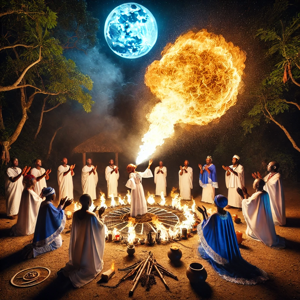 Rituel vodoun souffle de feu