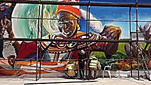 Fresque sur la gare centrale de Cotonou