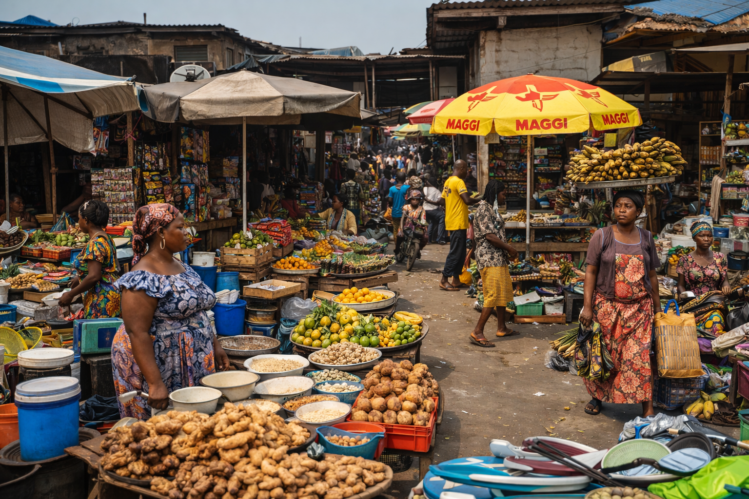 Marché animé à Cotonou au Bénin